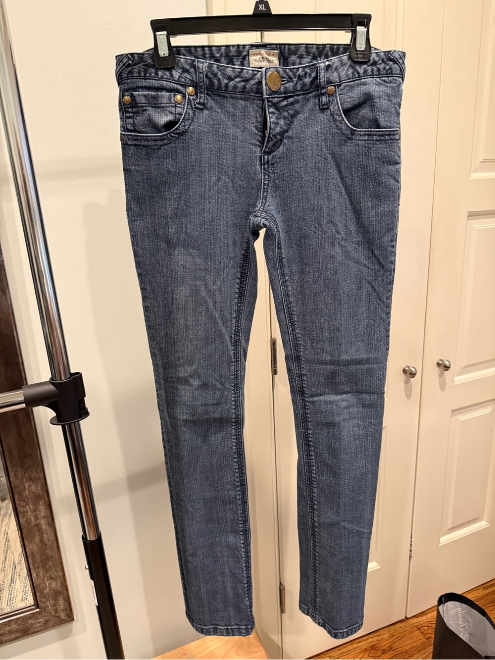 Free People Women's Dark Blue Straight-Leg Jeans